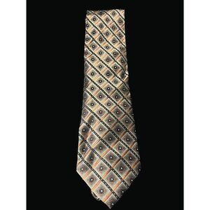 Platinum Designs Mens Geometric Patterned Tie Beige/Black/Brown T01 E